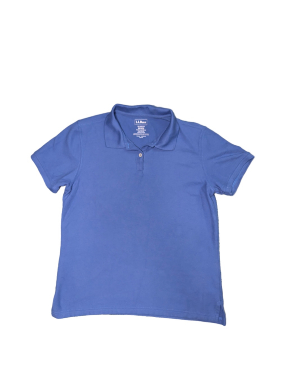 L.L. Bean Women's Premium Double L Polo Shirt Blue M REG Relaxed Fit 100% Cotton